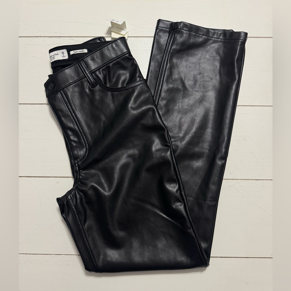 Abercrombie & Fitch Vegan Leather 90’s Straight Pants